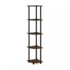 5-Shelf Modern Corner Bookcase in Black Brown Wood Finish