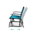 2 Seat Mesh Patio Loveseat Swing Glider Rocker with Armrests in Blue