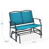 2 Seat Mesh Patio Loveseat Swing Glider Rocker with Armrests in Blue