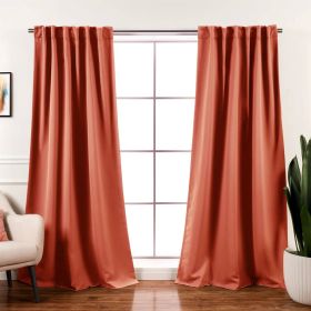 52 x 96 inch Solid Orange Apricot Thermal Blackout Curtain Panels - Set of 2