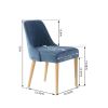 Set of 2 Blue Fabric Upholstered Dining Chair with Wood Legs