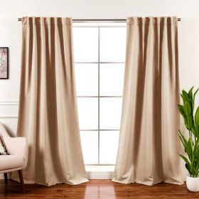 52 x 120 inch Solid Beige Cream Thermal Blackout Curtain Panels - Set of 2