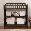 Changing Table in Black Wood Finish with 1-inch Waterproof Changing Pad