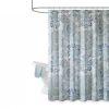 72-inch Cotton Shower Curtain with Blue Watercolor Paisley Floral Motif