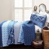 King Size Blues Boho Reversible Lightweight Quilt Set