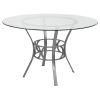 Round 48-inch Glass Top Dining Table with Matte Gold Metal Frame