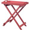 Folding TV Tray Bedside Table in Coral Red Pink Orange Wood Finish