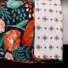 Full/Queen Floral Red Poppy Navy Teal Lightweight 3 Piece Cotton Quilt Set