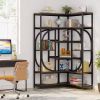 67-inch Tall Modern Industrial Metal Wood Corner Bookcase