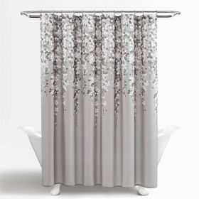 72-inch Grey White Floral Vines and Flowers Shower Curtain