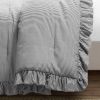 King/California King Grey White Stripe Ruffle Reversible 3 Piece Comforter Set