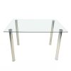 Modern 47-inch x 27-inch Tempered Glass Top Dining Table