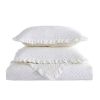 King size Ivory White Velvet Microfiber Polyester Reversible 3-Piece Quilt Set