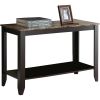 Sofa Table in Dark Brown Wood Finish with Faux Marble Top