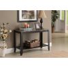 Sofa Table in Dark Brown Wood Finish with Faux Marble Top