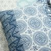 Full/Queen Lightweight 3 Piece Reversible Botanical Blue Damask Quilt Set