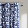 72-inch Navy Light Blue White Floral Vines and Flowers Shower Curtain