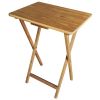 Set of 4 - Folding TV Tray Table Set with Stand in Natural Wood Finish