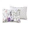 Full/Queen Size Lightweight Purple Grey White Floral Quilt Set