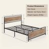 Queen Modern Metal Wood Industrial Platform Bed Frame with Headboard Footboard