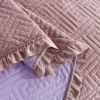 Queen Violet/Rose-Wood Velvet Microfiber Polyester Reversible 3-Piece Quilt Set