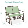 2 Seat Mesh Patio Loveseat Swing Glider Rocker with Armrests in Sage