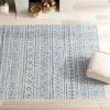 6.5 ft. x 9 ft. Blue Grey Chevron Coastal Boho Style Indoor Outdoor Area Rug