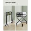 Black Metal Foldable Luggage Rack with Forest Green Straps