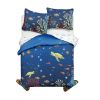 Twin 2 Piece Lightweight Ocean Navy Blue Clown Fish Coral Reversible Quilt Set