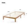 Twin size Solid Wood Platform Bed Frame in Natural Wooden Finish