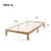 Twin XL size Solid Wood Platform Bed Frame in Natural Wooden Finish