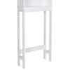 Over the Toilet Bathroom Storage Cabinet Shelving Unit in White Wood Finish