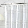 72-inch White Cotton Chenille Stripe Shower Curtain - Machine Washable