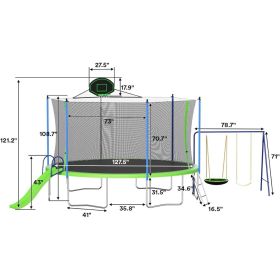 Large Outdoor Trampoline for and Adults 12/14/16 FT Trampoline With Basketball Hoop Jump Gym Elastic Bed Protector Tramboline