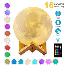 ZK20 LED Night Light 3D Print Moon Lamp Rechargeable Color Change 3D Light Touch Moon Lamp Children's Lights for Dropshipping (Color: 20cm)