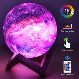 T20 3D Printing Moon Lamp Galaxy Moon Light Kids Night Light 16 Color Change Touch Remote Control Galaxy Light Dropshipping Link (Color: 12cm)