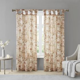 Printed Floral Twist Tab Top Voile Sheer Curtain(Only 1 Pc Panel) (Color: as Pic)